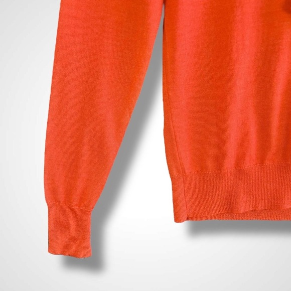 J.Crew Sweater Womens XS Orange Merino Wool V-Neck Bow Tie Pullover Office Chic - Picture 6 of 8